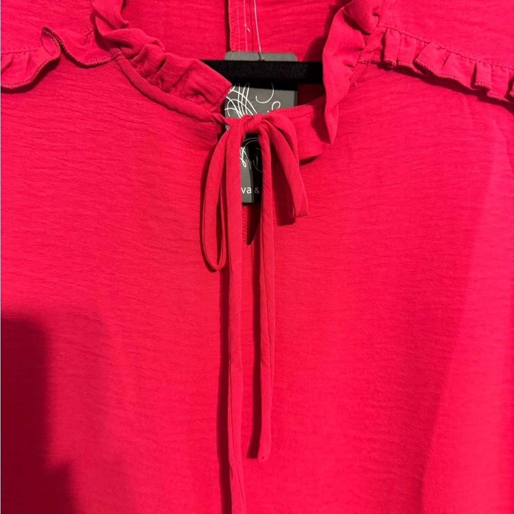 NWT Rich Pink Sleeveless Tie Front Blouse XLARGE #W - Picture 2 of 7